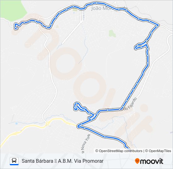 Mapa da linha 154 de ônibus