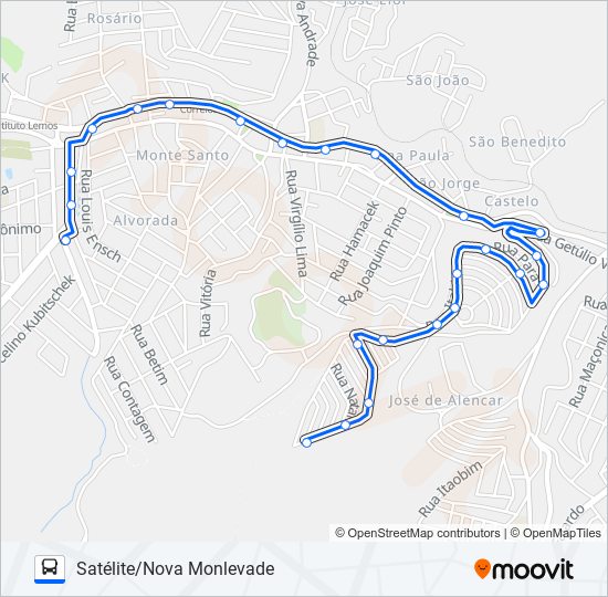 Mapa da linha 22 de ônibus