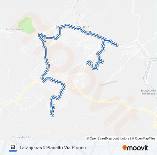 Mapa da linha 33 de ônibus