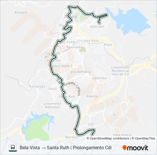 Mapa da linha 010 de ônibus