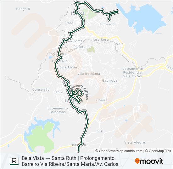 Mapa da linha 010 de ônibus