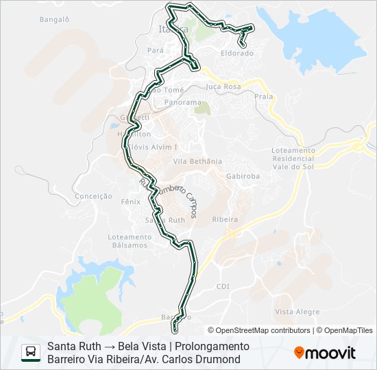 Mapa da linha 010 de ônibus