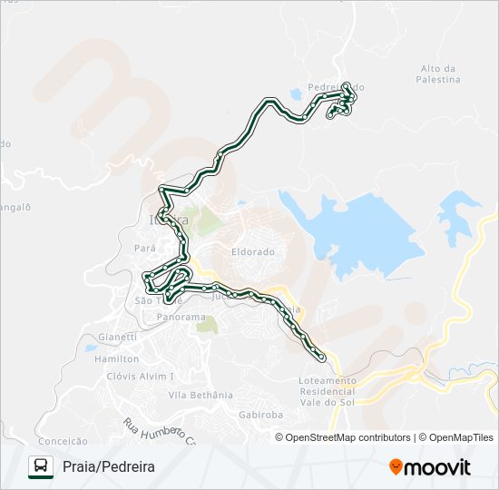 Mapa da linha 030 de ônibus