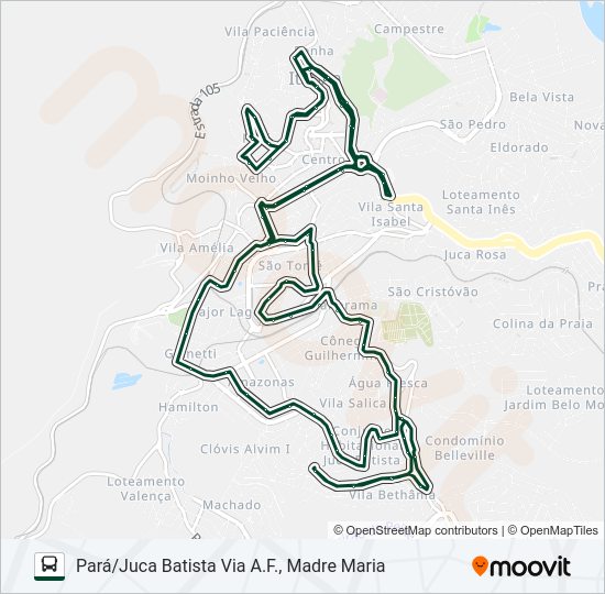 Rota da linha 045 horários paradas e mapas Pará Juca Batista  