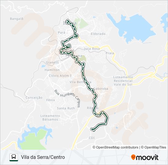 Mapa da linha 057 de ônibus