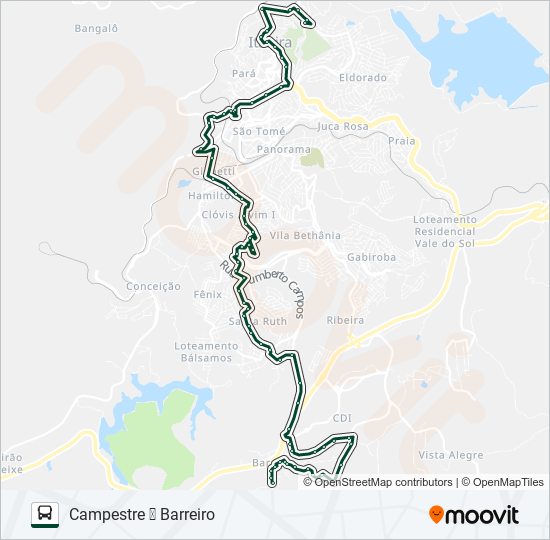 Mapa da linha 070 de ônibus