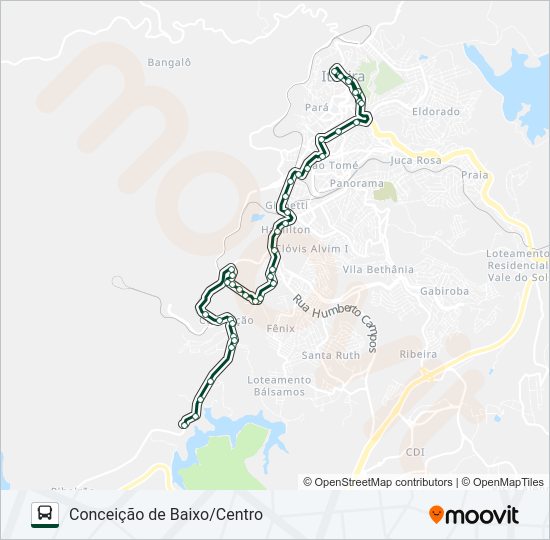 Mapa da linha 100 de ônibus