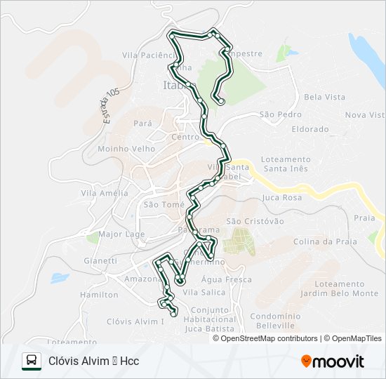 Mapa da linha 110 de ônibus