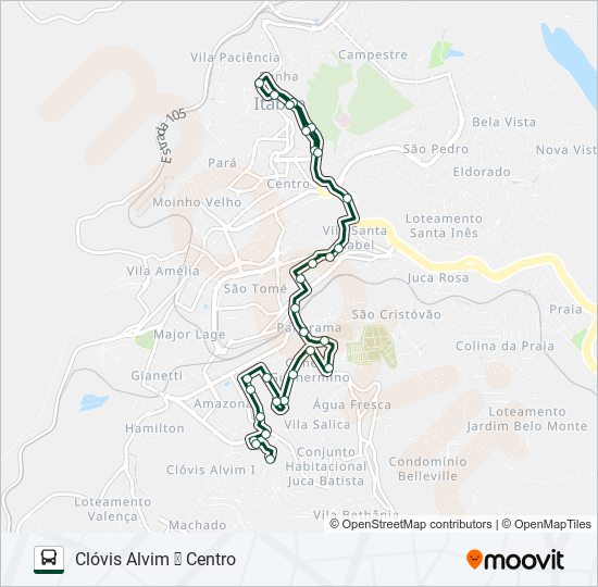 Mapa da linha 110 de ônibus