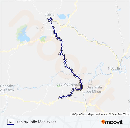 Rota da linha 3651 horários paradas e mapas A Itabira  