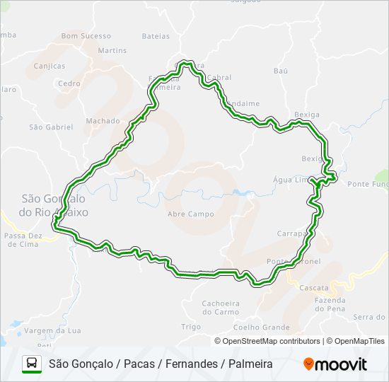 Rota da linha 11 horários paradas e mapas São Gonçalo Pacas  