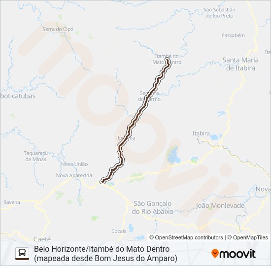 Mapa da linha 1020 de ônibus
