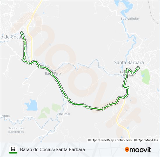 Mapa da linha 3157 de ônibus