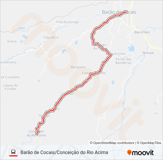 Mapa da linha 01A de ônibus