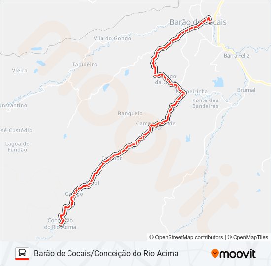 Mapa da linha 01A de ônibus