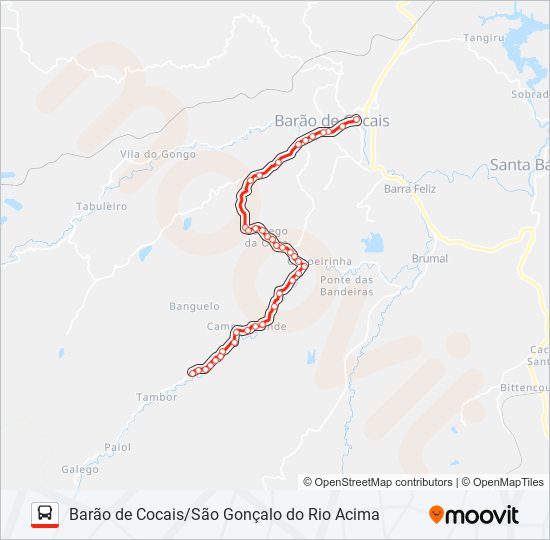 Mapa da linha 01B de ônibus