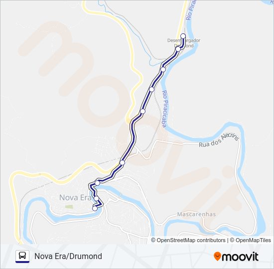 Mapa da linha DRUMOND de ônibus