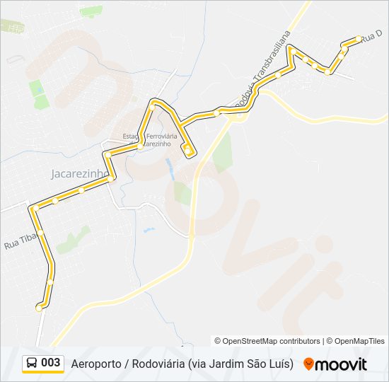 Mapa da linha 003 de ônibus