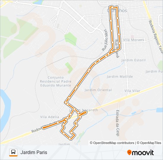 Mapa da linha PARIS de ônibus