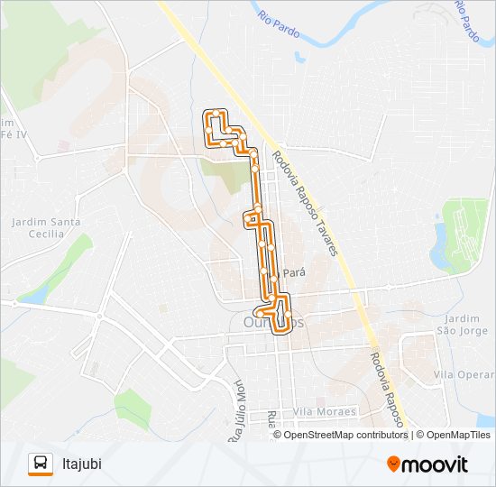 Mapa da linha ITAJUBI de ônibus