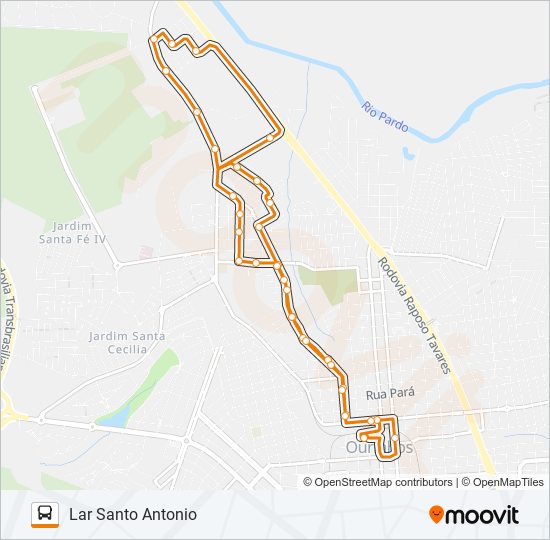 Mapa da linha LAR SANTO ANTONIO de ônibus