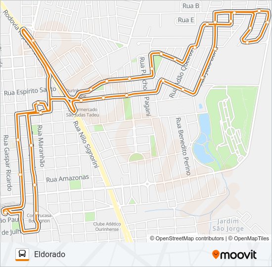 Mapa da linha ELDORADO / QUAGLIATO de ônibus