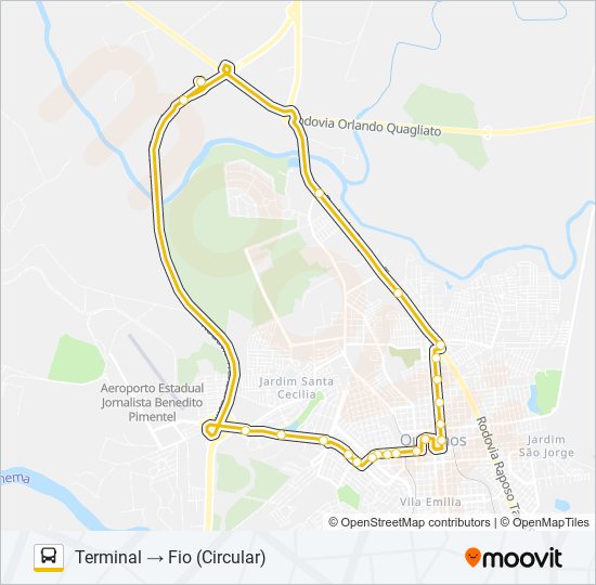 Mapa da linha F.I.O. de ônibus