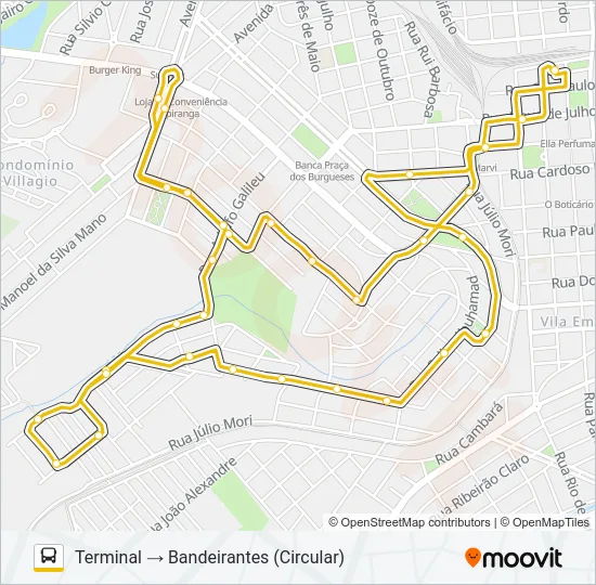 BANDEIRANTES / MARGARIGA Bus Line Map