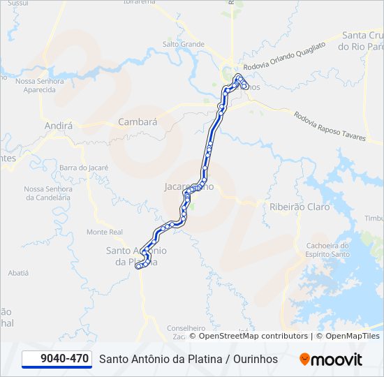 Mapa da linha 9040-470 de ônibus