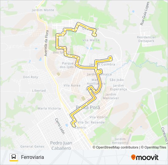 Mapa da linha 003 COOPHA / IPÊS de ônibus