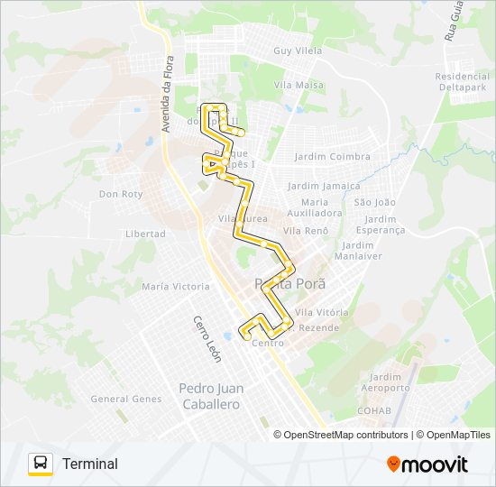 Mapa da linha 003 COOPHA / IPÊS de ônibus