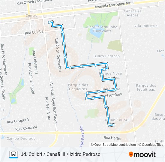 Mapa da linha L 13 JD. COLIBRI de ônibus