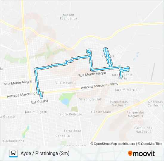L 11 AYDE / PIRATININGA Bus Line Map