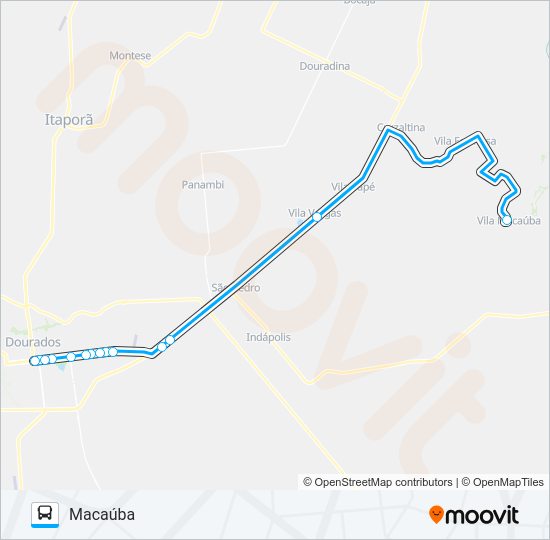 Mapa da linha DIS 001 MACAUBA de ônibus