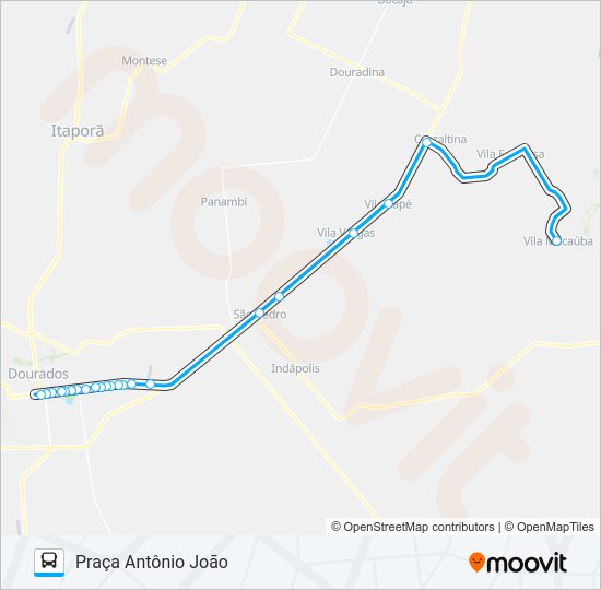 Mapa da linha DIS 001 MACAUBA de ônibus
