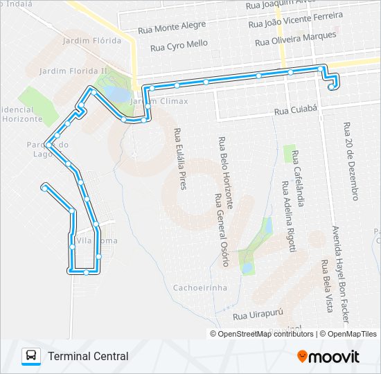 Mapa da linha L 08 FLORIDA II de ônibus