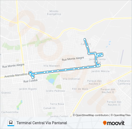 Mapa da linha L 02 SANTA MARIA de ônibus