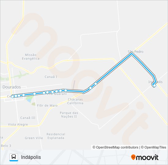 Mapa da linha DIS 005 INDÁPOLIS de ônibus