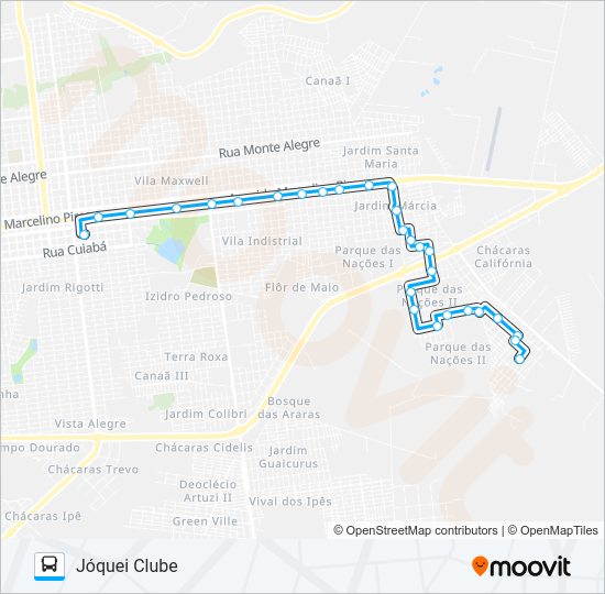 Mapa da linha L 01 JÓQUEI CLUBE de ônibus