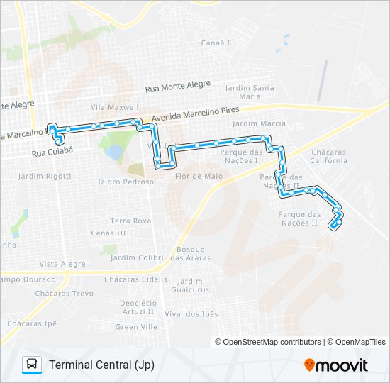Mapa da linha L 01 JÓQUEI CLUBE de ônibus