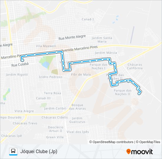 Mapa da linha L 01 JÓQUEI CLUBE de ônibus