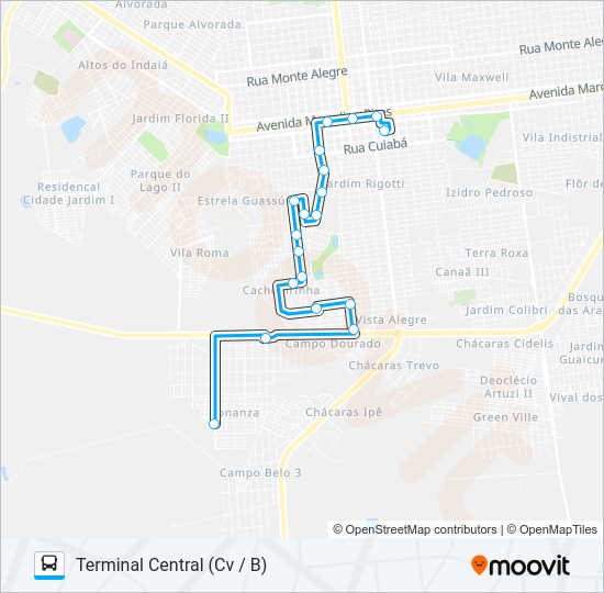 Mapa da linha L 07 CACHOEIRINHA de ônibus