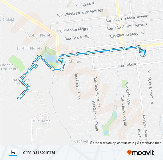 Mapa da linha L 20 ESTRELA PORÃ de ônibus