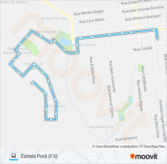 Mapa da linha L 20 ESTRELA PORÃ de ônibus