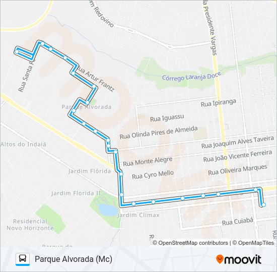 Mapa da linha L 10 PARQUE ALVORADA de ônibus
