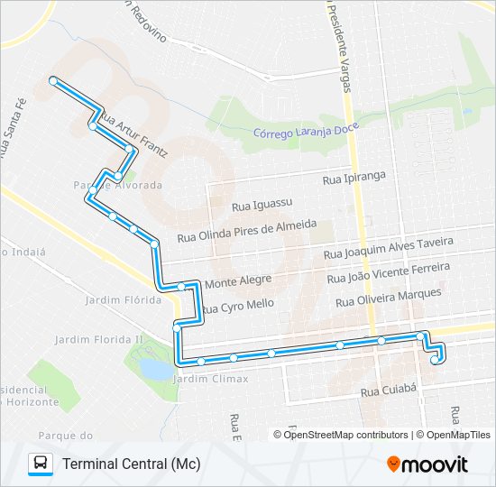 Mapa da linha L 10 PARQUE ALVORADA de ônibus