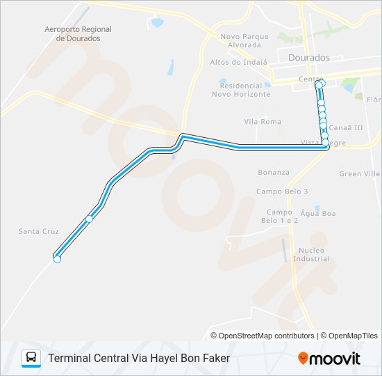 Mapa da linha DIS 003 USINA SÃO FERNANDO de ônibus