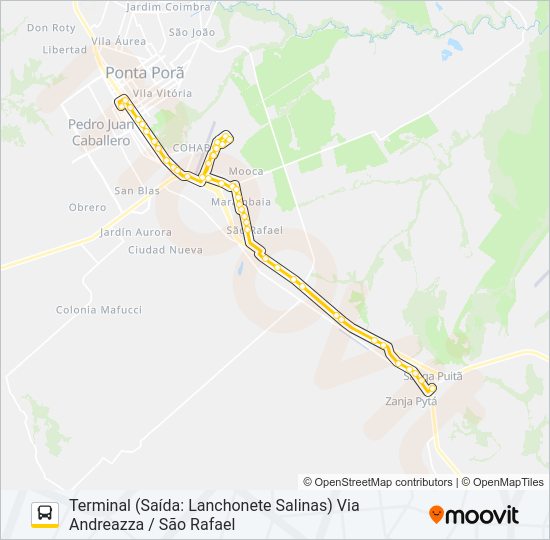 Mapa da linha 007 SANGA PUITÃ de ônibus