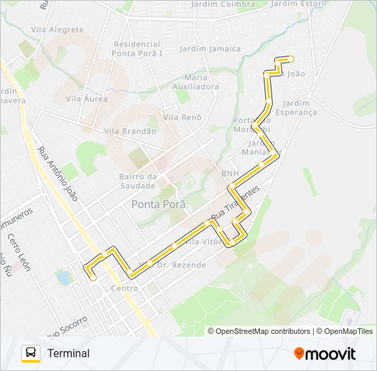 Mapa da linha 005 SANTA IZABEL de ônibus