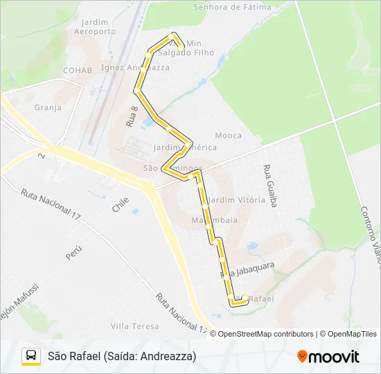 001 AEROPORTO ANDREAZZA Bus Line Map